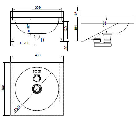 Figure - AUM 023 stainless washbasin with round inner sink