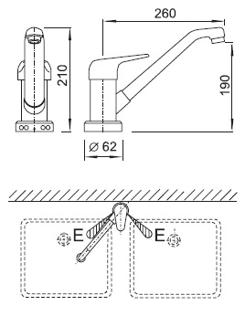 Figure - AUM 7 for sink with twin bowles