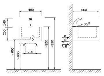 Figure - AUM 04 sensor-controlled stainless steel washbasin