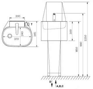 Figure - AUM 06 sensor-controlled stainless steel free-standing washbasin