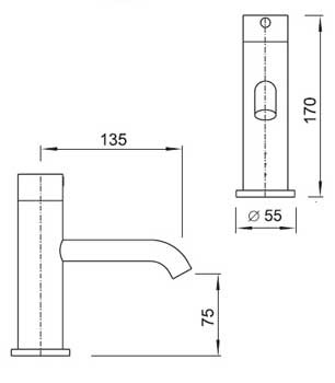 Figure - AUM 17 automatic sensor-controlled tap with mixing valve