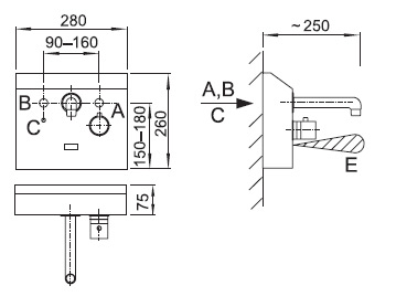 Figure - AUM 4 stainless steel wall mounted sensor-controlled unit
