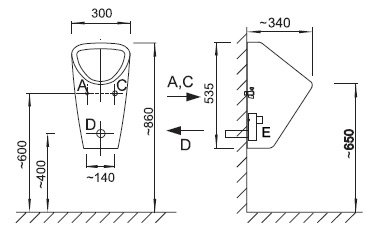 Figure - AUP 15 automatic GOLEM urinal with thermal sensor