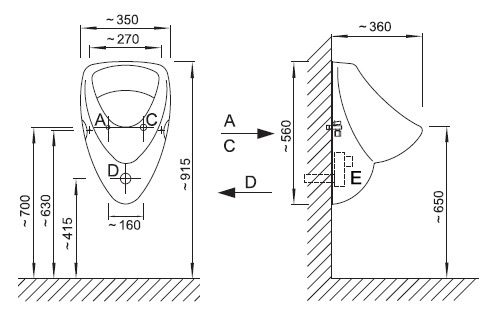 Figure - AUP 17 automatic NOVA urinal with a thermal sensor