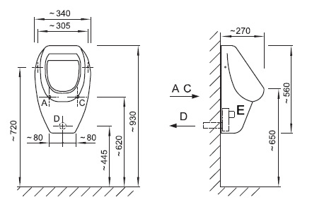 Figure - AUP 19 ceramic Apollo urinal with a thermal sensor