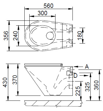 Figure - AUZ 01 stainless steel wall-hung WC pan