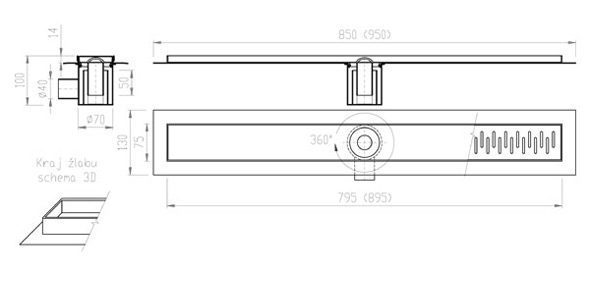 Figure - PZ 013 low draining channel for tile floor