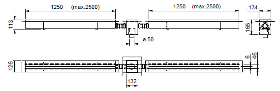 Figure - OZ 03 stainless steel floor channels with 6 mm slit, connectible