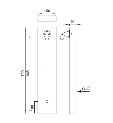 Figure - BSAS 03 vandal-resistant wall mounted shower